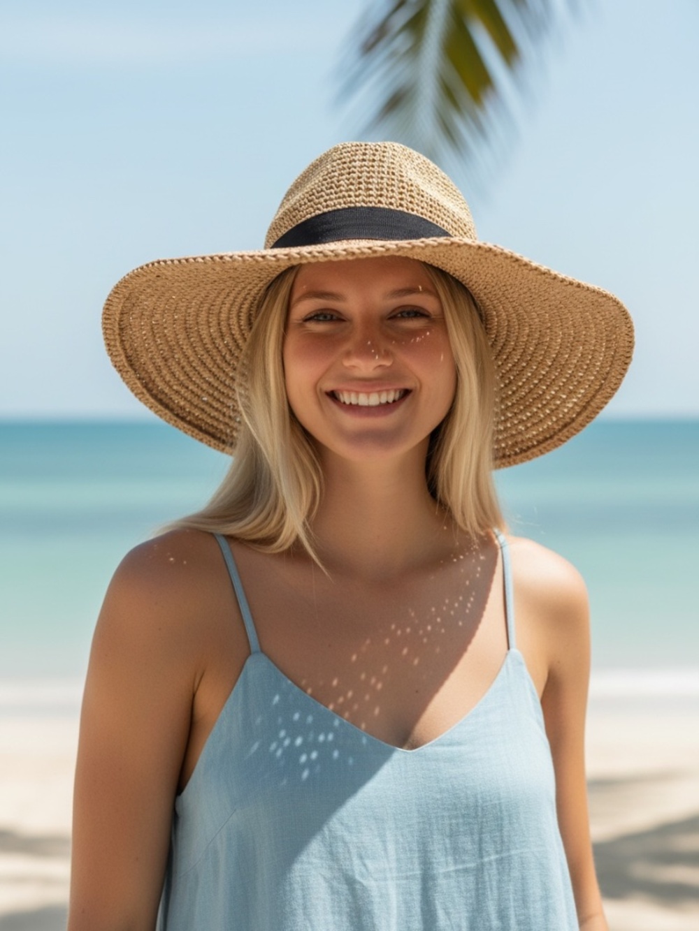J Crew Wide-Brim Packable Straw Hat M/L